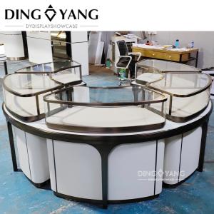 Quality Modern Golden Glass Stainless Steel Luxury Round Jewelry Showcase Combination Of Practicality And Beauty wholesale