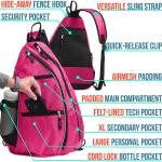 Unisex Tennis Racket Bag Multi Pocket Polyester Black Crossbody Bag