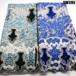 3D Flower Decoration Embroidery Guipure Mix Tulle Velvet Fabric for Dress from