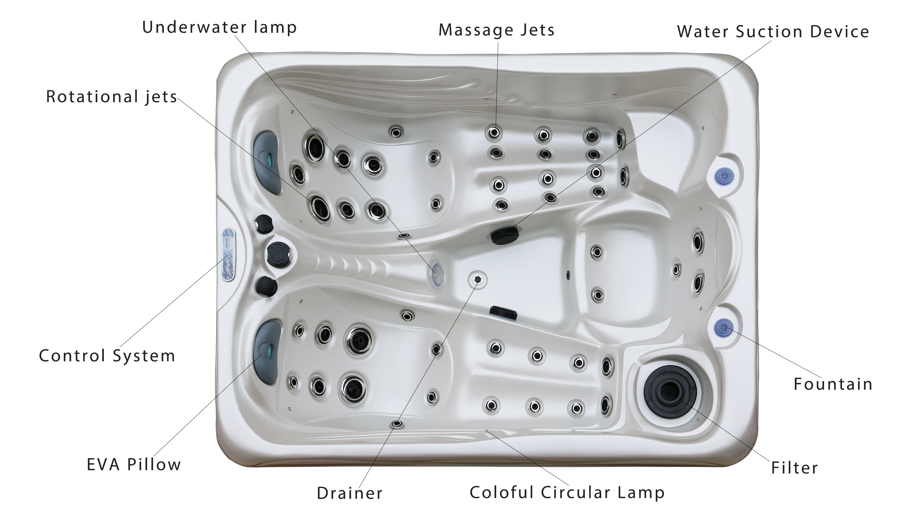 Outside Indoor Home Mutil Funtion Hot Tubs Whirlpool Spa Waterfall Massage Spa Tub