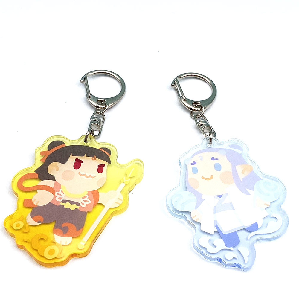 Custom high quality translucent printed anime charm acrylic plastic epoxy keychain with resin glitter