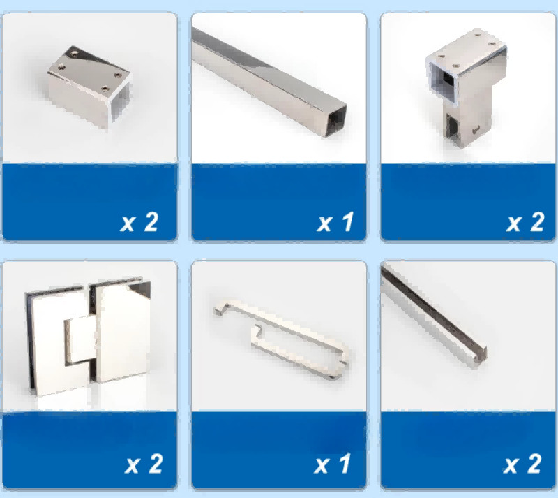 25 Square Shower Door Profile Easy Installation With Hardware Accessories
