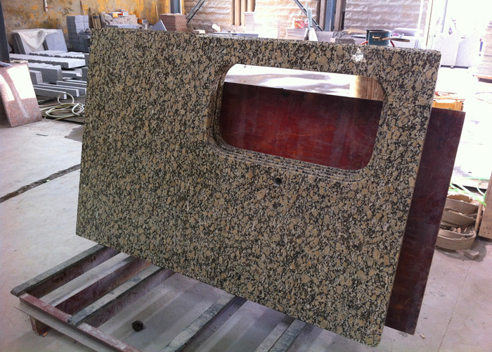 Irregular Shape Granite Island Countertop 37" Wide , Gillao Gold Material