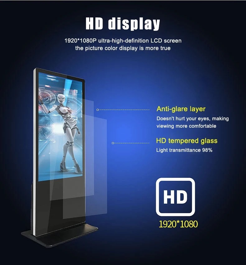 Colorful High Brightness Floor Standing Touch Screen Kiosk Android 7.1 9.0 11