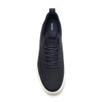 Dark Navy Mens Leather Casual Shoes Antiskid Rubber Outsole