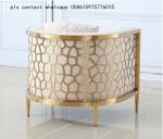 gold-plating stainless steel marble table laser cutting design for hotel lobby