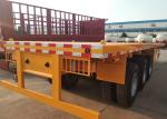 Yellow Flatbed 3 Axles Container Semi Trailer Truck Carrying Heavy Equipment