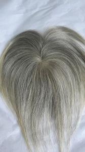 Quality 3x5 mono topper with 100% natural gray color hair can bleach and color free wholesale