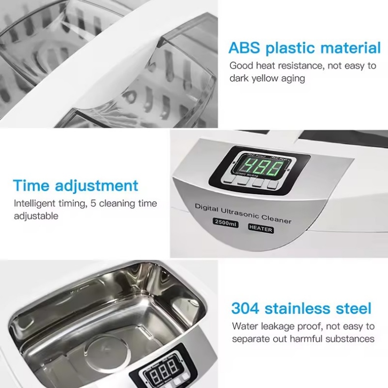 2.5L Dental Ultrasonic Cleaner Multi Purpose Cleaning Function Digital Ultrasonic Cleaner