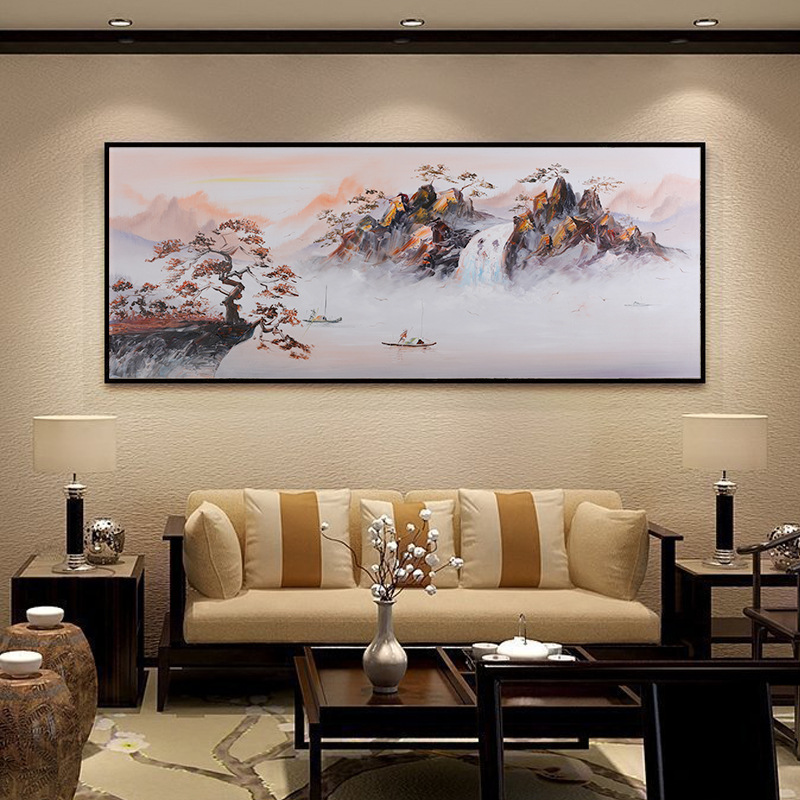 Customized Size Hand Painted Landscape Oil Painting Modern Textured Canvas Art for Home Decor