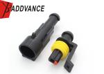 Black 1 Pin TE Connectivity Connectors / AMP Superseal Connector 1.5 Series