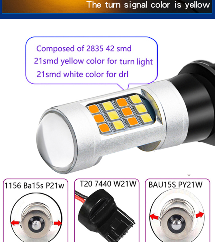 OEM 1156 T20 Bulb Canbus Car Turn Signal Light 7440 Led Flashing Interior Light
