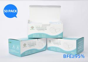 Quality Blue High BFE / PFE Fabric Mouth Mask , Disposable Isolation Face Masks wholesale