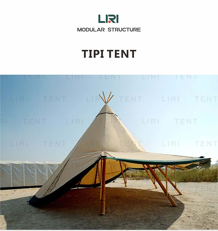 20 / 40 / 72 Seats Wood Pole Withstand Hat Tipi Tents For Wedding Events