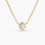 Gemstone Type Lab Grown Diamond Necklace 14K Solid Gold Clarity CVD Round Cut