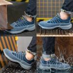 Comfort Genuine Leather Safety Shoes , Blue Sports Work Shoes For Men'S Working
