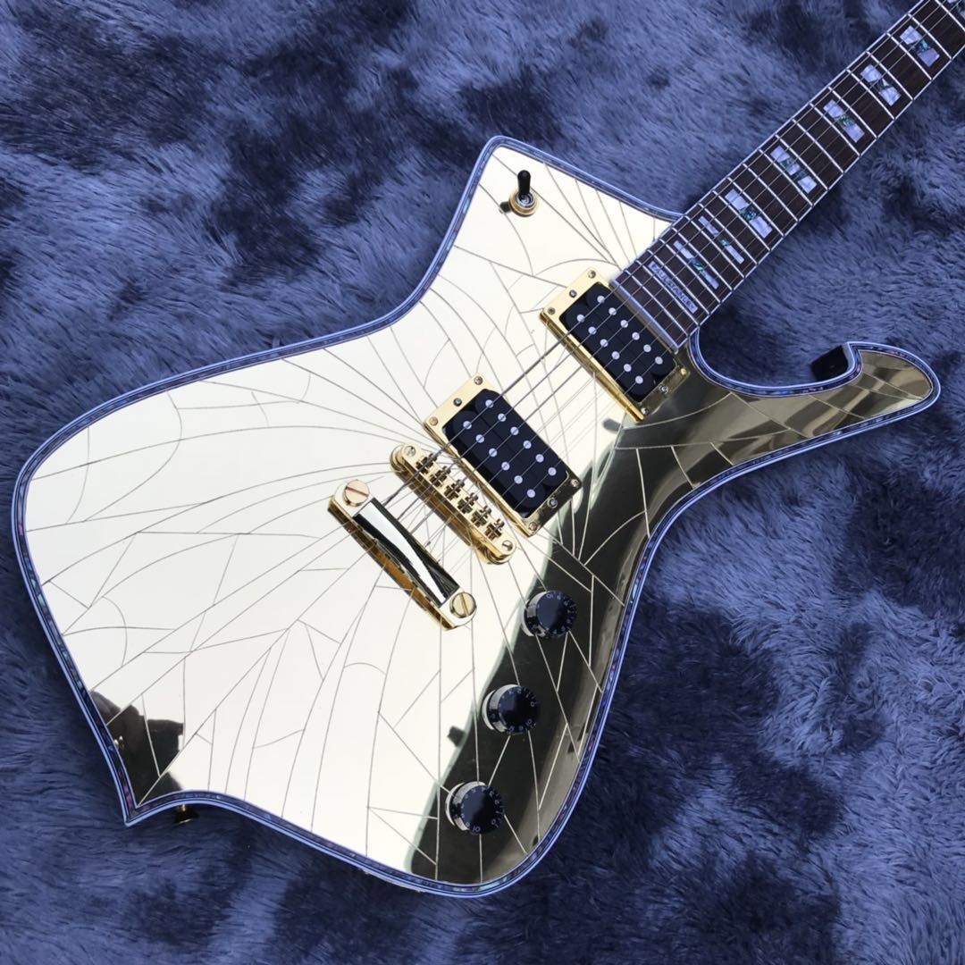 Custom New 6 Strings Advanced Electric Guitar Special-Shaped Guitar Mirror Crack Guitar Silver Hardware Customizable
