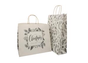 Quality Plain Pretty Christmas Gift Bags Silver Foil Stamping Glossy Lamination wholesale