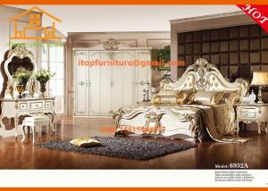 Quality Classic italian luxury antique wooden leather bedroom furniture sets wholesale