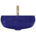 Crystal Glass Vessel Basins Royal Blue Color Countertop Sink
