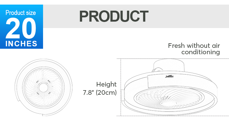 20" Round LED Ceiling Fan with 360 Degree High Airflow and Color Temperature Options