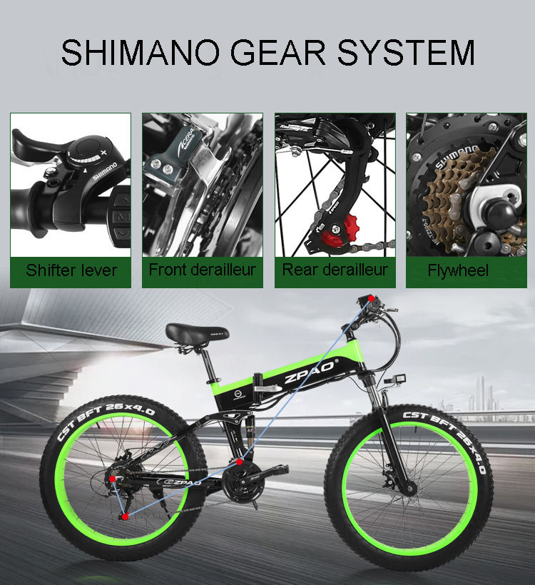48V 12AH 500W Folding Electric Bicycle With 26"*4.0 Fat Tyre Foldable Lithium Battery