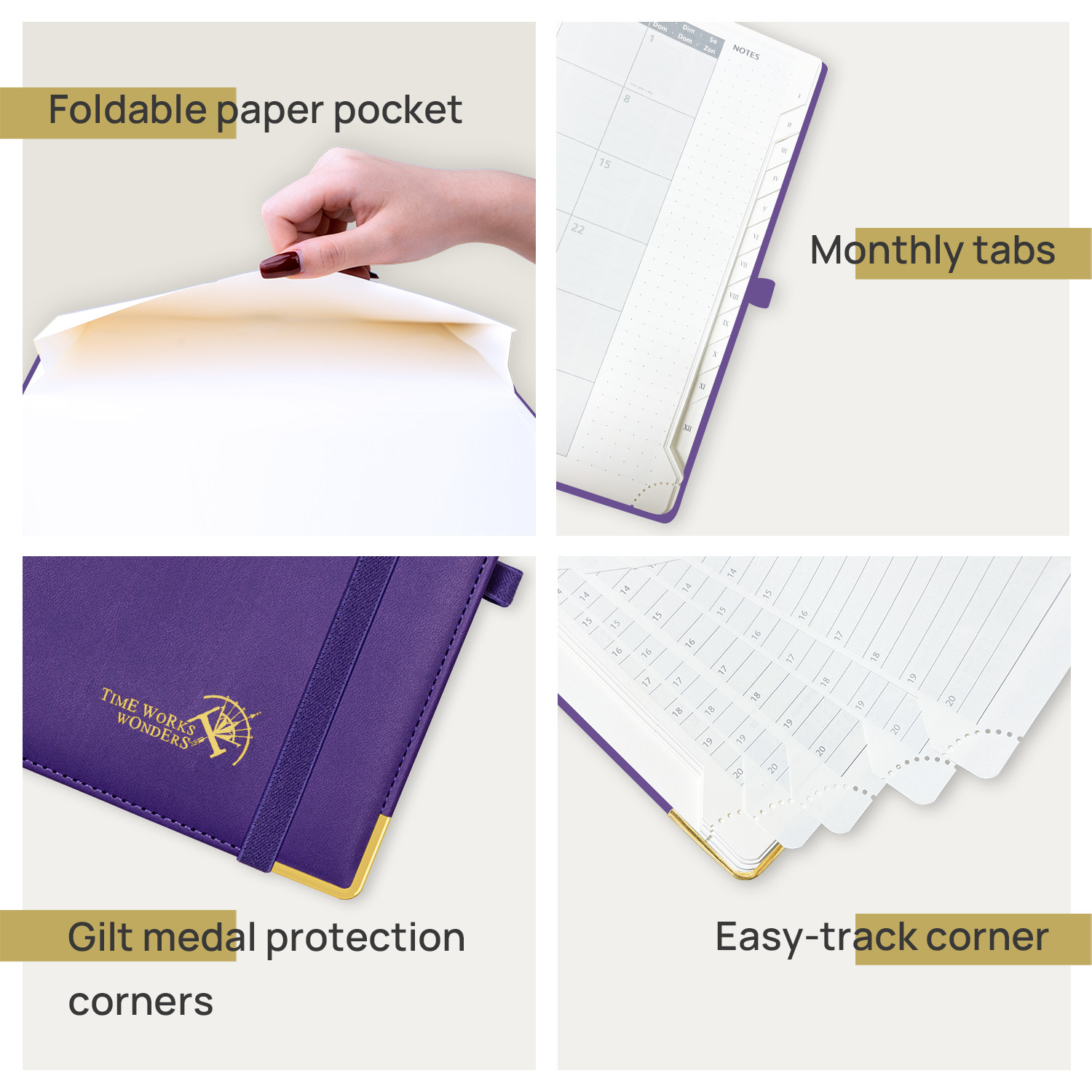 FSC Purple PU Cover Hardcover Academic Planner All In One Agenda