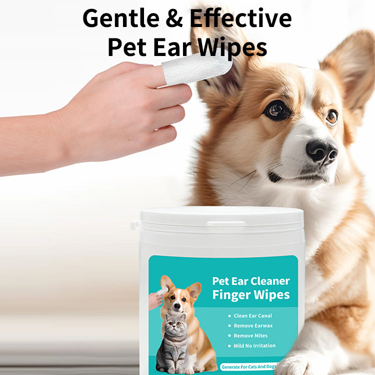 4x8cm Nonwoven Fabric Pet Wet Wipes Gentle Finger Ear Cleaner For Dogs
