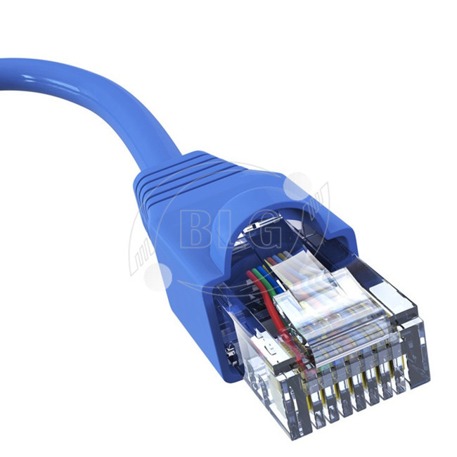 23/24AWG CU Cat6 Ethernet Patch Cable With Blue RJ45 Plug Boots Length Customized