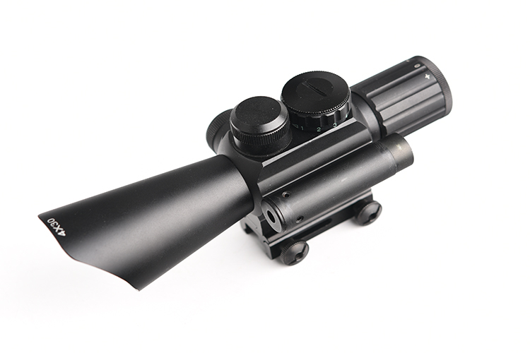 4X30EGL Hunting Scope with Red Laser and Easy Windage/Elevation Adjustments