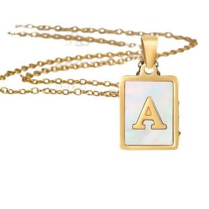 Quality Simple 15*12MM Stainless Steel 3D Shell Letter Necklace Women'S Titanium Steel 26 Letter Pendants wholesale