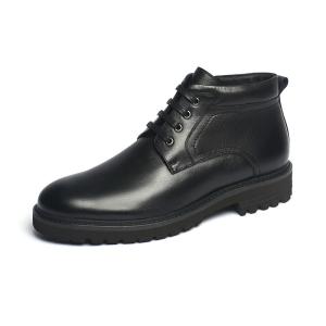 Quality Spring Black Lace Up Anti Skid Mens Ankle Leather Boots wholesale
