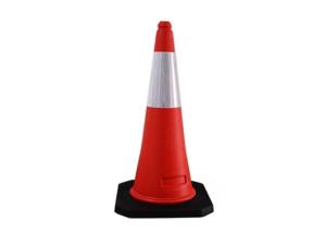 Quality 28 Inch Red Body Black Base PE Traffic Safety Cone wholesale