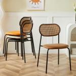OEM ODM Nordic Cane Dining Chair Black Rattan Dining Room Chairs