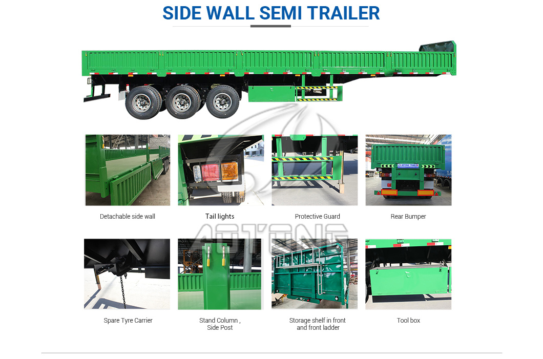 3-4 Axle Lowbed Trailer for 40 Ton Side Wall Semi Trailer Sand Stone Bulk Cargo Transport