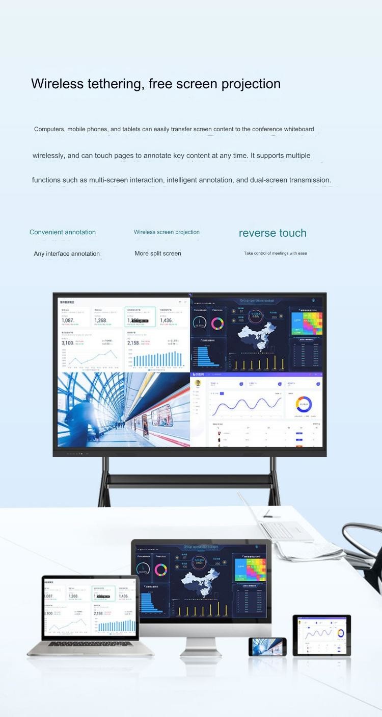 OEM Interactive Touch Screen Monitor HD Resolution 85inch For Conference Education