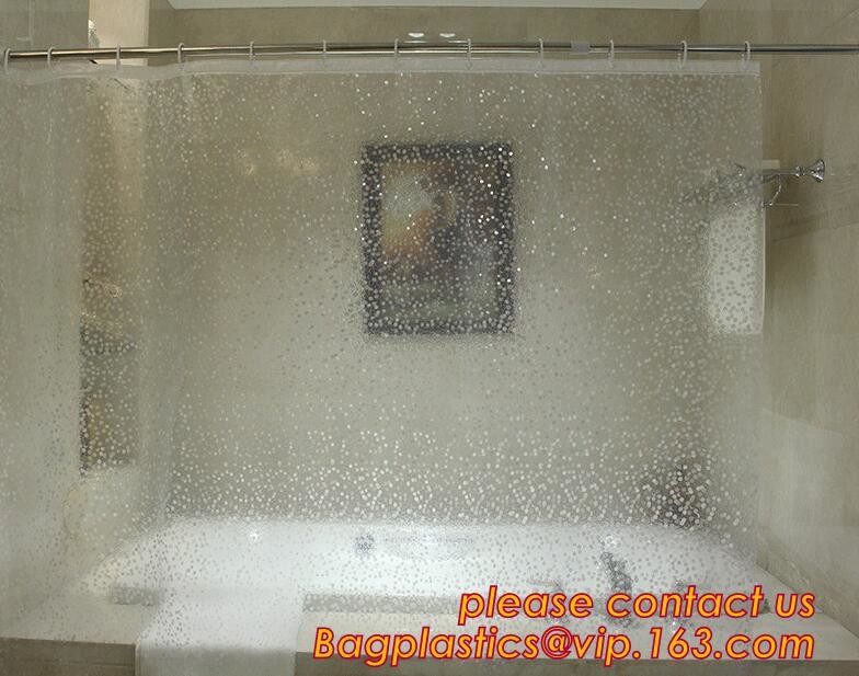 PEVA SHELF LINER, DRAWER MAT, shower curtain with resin hook set, pattern printed polyester shower curtain bagease pack