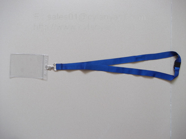 Small wholesale custom polyester neck ribbon with plastic badge pouch