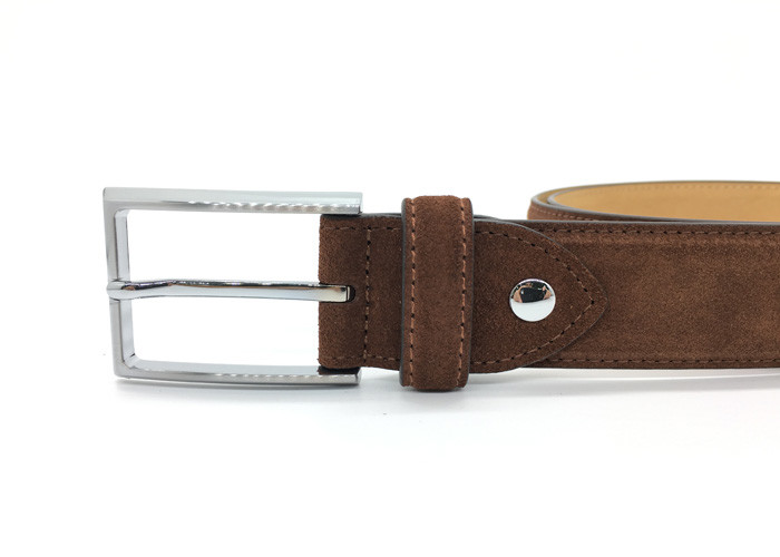 Thickness Suede Leather Belt For Men Casual Jeans 34mm Wide Single Prong Buckle
