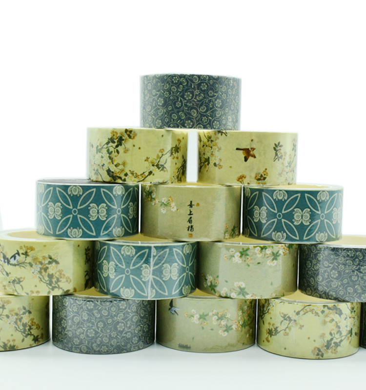 High Quality Waterproof Adhesive washi Paper Tape Vintage Chinese Style Colored Packaging Tape