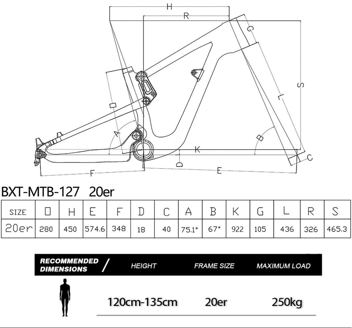 20 XC Carbon Full Suspension Frame Travel 80mm Carbon Mtb Bike Frame