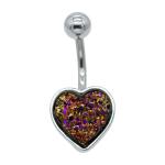 Hypoallergenic Belly Button Rings Rainbow Crystal Love Heart Dangle Navel