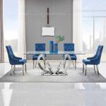12mm Tempered Glass Dining Room Table And 6 Chairs Stainless Steel frame