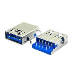 CH0.36mm USB3.0 A Solder Female DIP USB Connector Socket RVS 90 Degrees 9Pins