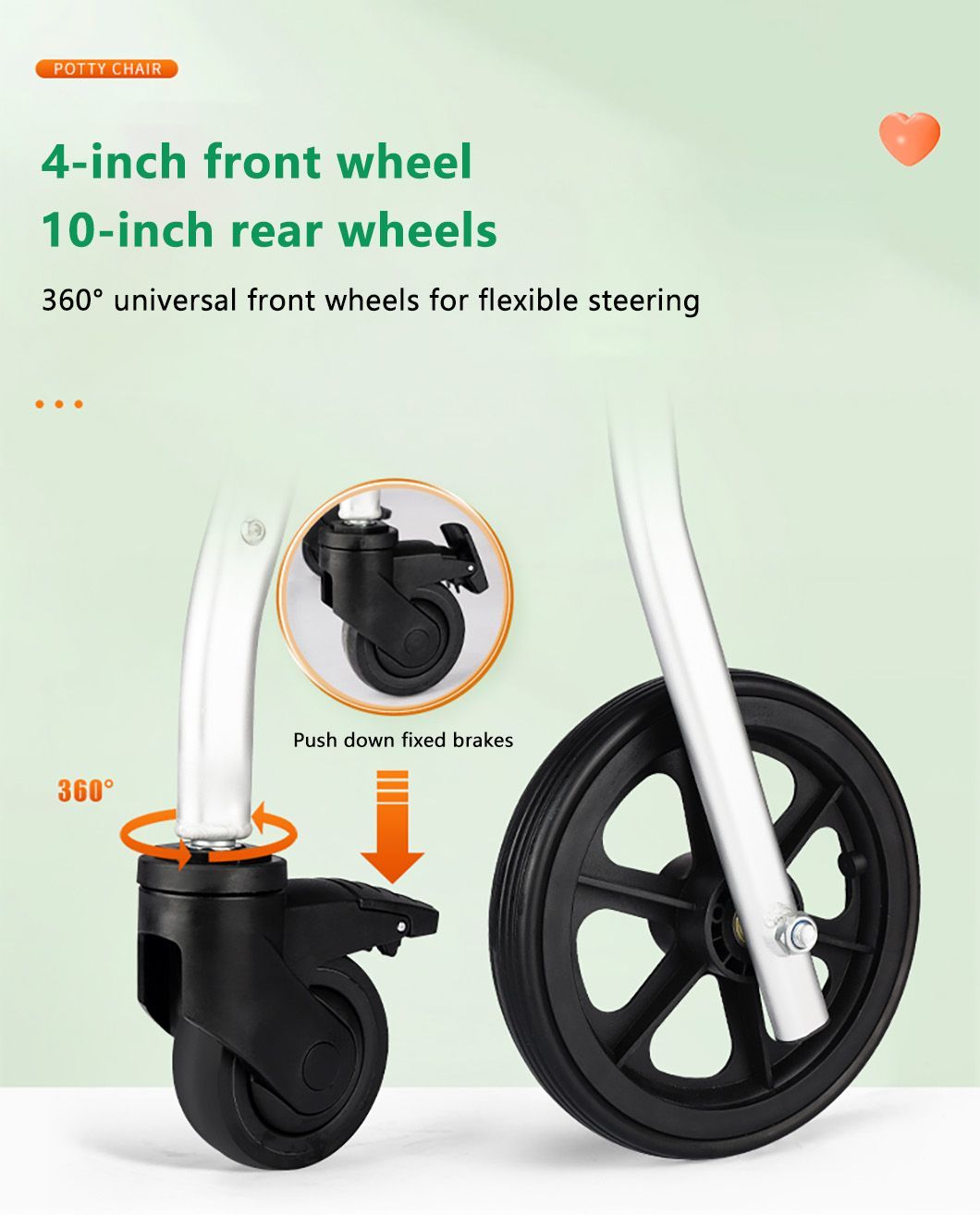 Medical Used Manual Wheelchair Lightweight Folding Commode Chair for Elderly and Disabled People