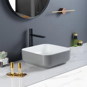 Quality Non-Porous Surface Counter Top Bathroom Sink Symmetrical Square Wash Basin wholesale