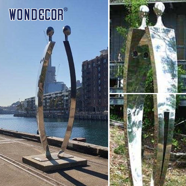 Outdoor Garden Geometry Metal Art Abstract Couple Stainless Steel Sculpture