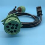 Green Deutsch 9 Pin J1939 Female to OBD2 OBDII 16 Pin Female and J1939 Male