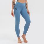 Solid 80% Nylon Soft Fabric 210gsm Running Leggings With Pockets
