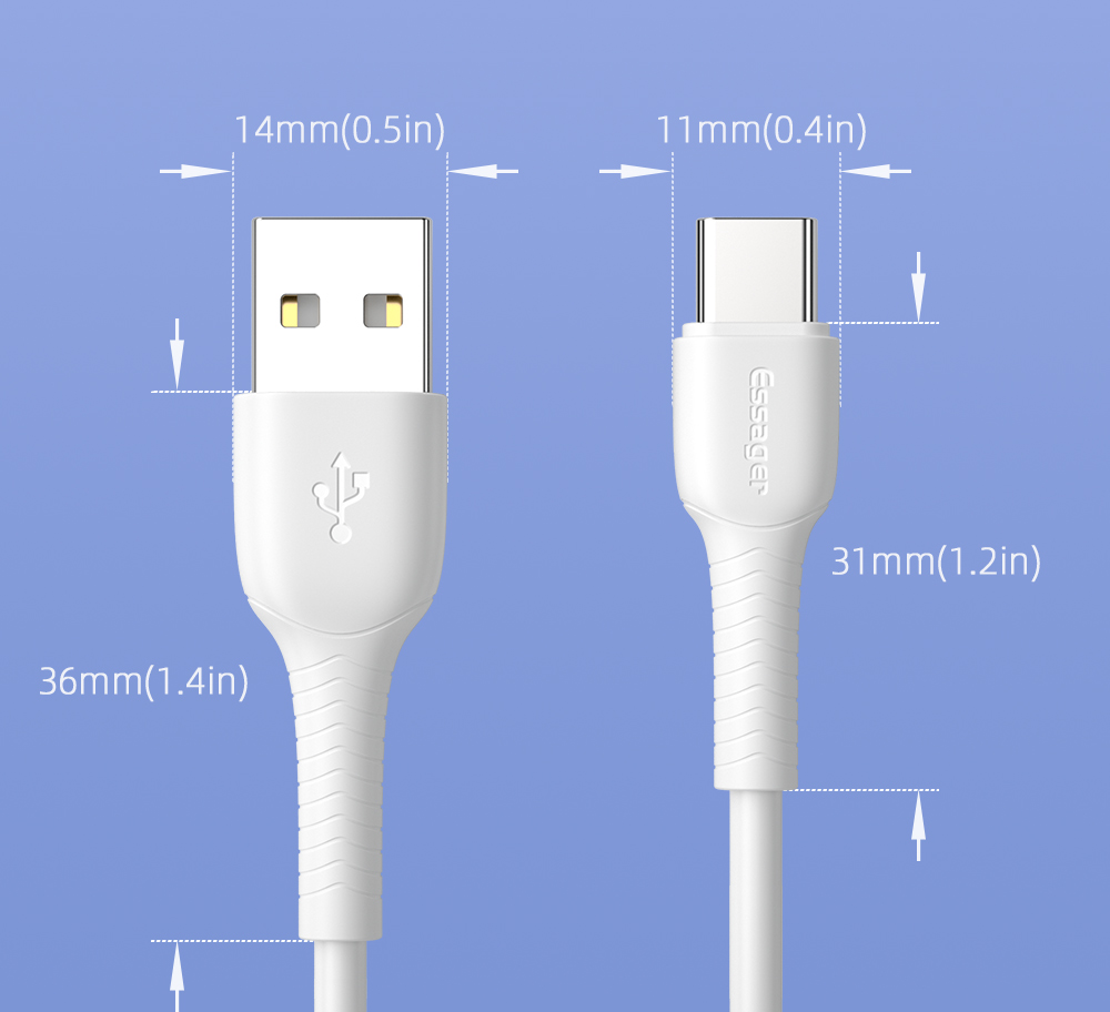 Braid Shielding Fast Charging Type C Data Cable 3A 0.3M 1M 2M For C Devices